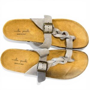Mila Paoli grey leather braided slip-on sandals made in Italy 9.5